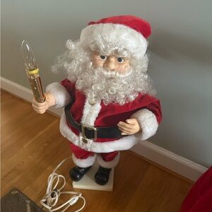 Vintage Animated Santa with Lighted Candle 24" Illuminated Motion Christmas